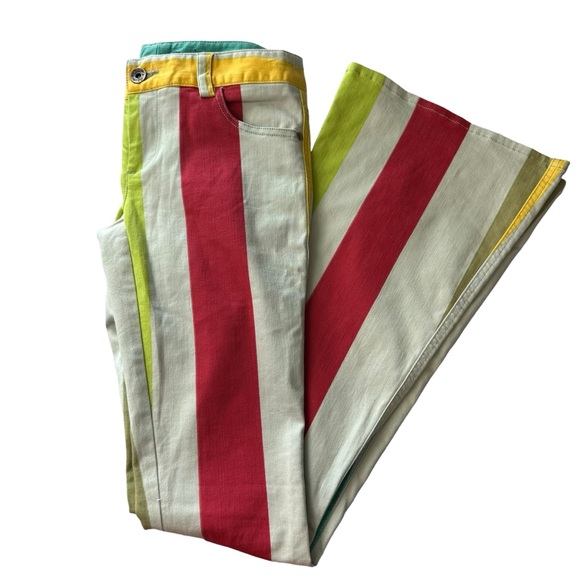 Alice & Olivia Striped Bell Bottom flared retro low waisted Jeans size 2 / 26 - Picture 4 of 11